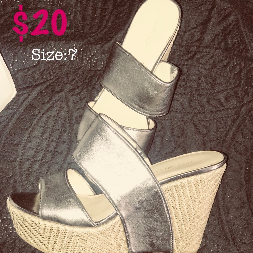 Nine West silver wedges